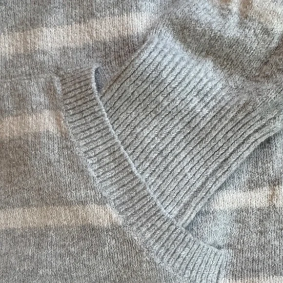 LOFT Gray and White Striped Turtleneck Sweater - Picture 5 of 5